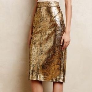 Raoul Gold Leather Pencil Skirt